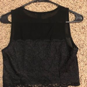 Sleeveless Lace Mesh Crop Top